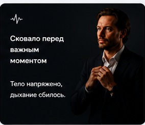 Сковало перед важным моментом. Тело напряжено, дыхание сбилось.